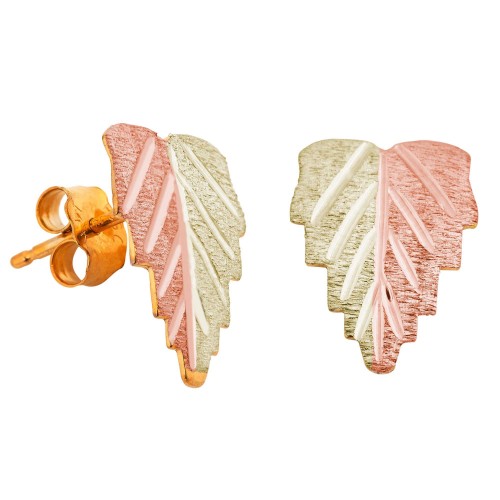 Black Hills Gold 10k Split Leaf Heart Earrings