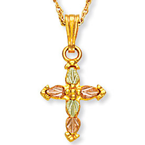 mens black hills gold cross necklace