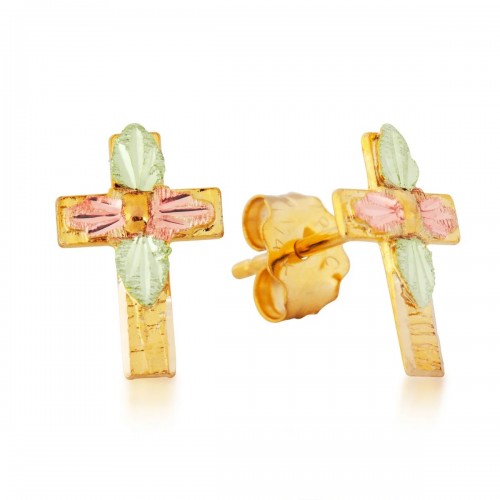 Black Hills Cross Earrings with four Leaves