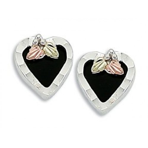Black Hills Silver Onyx Heart Earrings