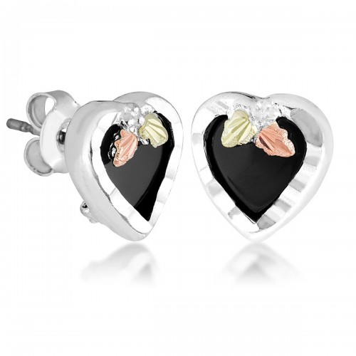 Black Hills Silver Onyx Heart Earrings