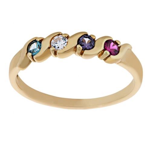 10k Gold Mothers Ring in S Shaped Bezel Design - 1...