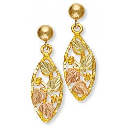 Black Hills Gold Marquise Open Design Earrings