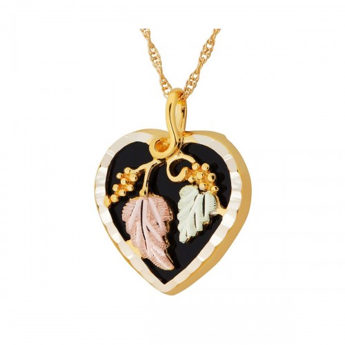 Black Hills Gold Onyx  Heart Pendant