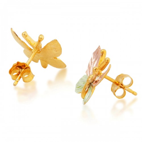 Butterfly Tricolor Stud Earrings Black Hills Gold