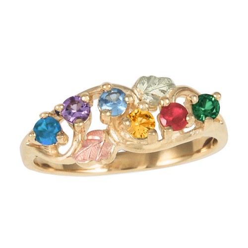 10K Gold Mothers Ring with 1-6 2.5MM Genuine Birthstones