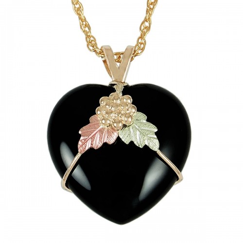 Heart Onyx Pendant with Black Hills Gold 