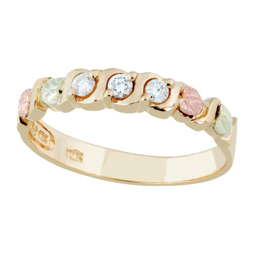 10k Black Hills Gold Three Diamond (.15 tw)  Wedding Anniversary Ring. GC40837D3