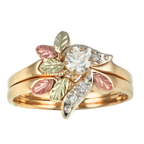 Black Hills Gold Diamond (.21 tw) Bridal Wedding Set - Engagement Ring (.17 tw) and Wedding Ring