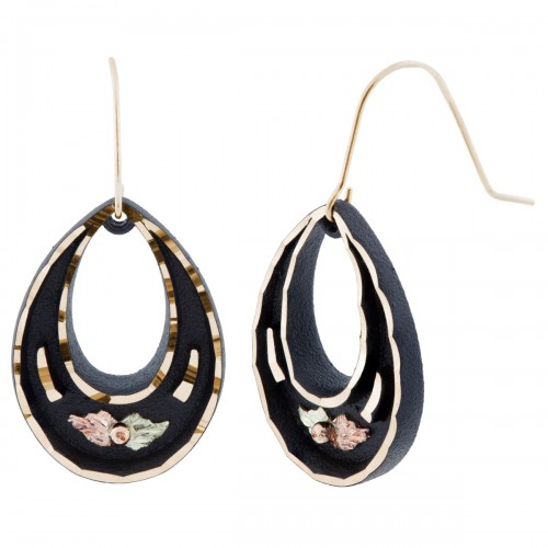 Tear drop Fashion Earrings with Black Hills Gold A...