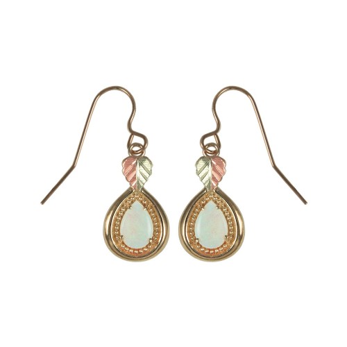 7x5mm Genuine Opal Pear Shaped 10k Black Hills Gold Earrings