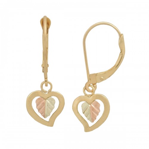 10k Heart Leverback Black Hills Gold Earrings