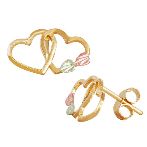 Black Hills Gold Interlocking Hearts Stud Earrings