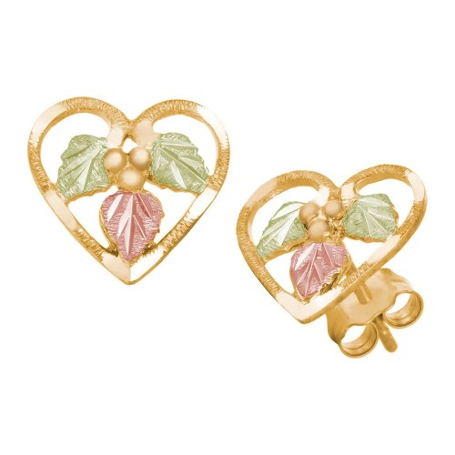Black Hills Gold 10k Open Heart Stud Earrings