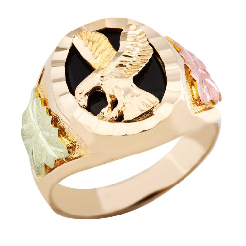 Landstroms Black Hills Gold Eagle Onyx Ring - 0240...