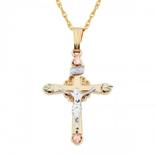 Black Hills Gold 10K Crucifix Pendant Necklace