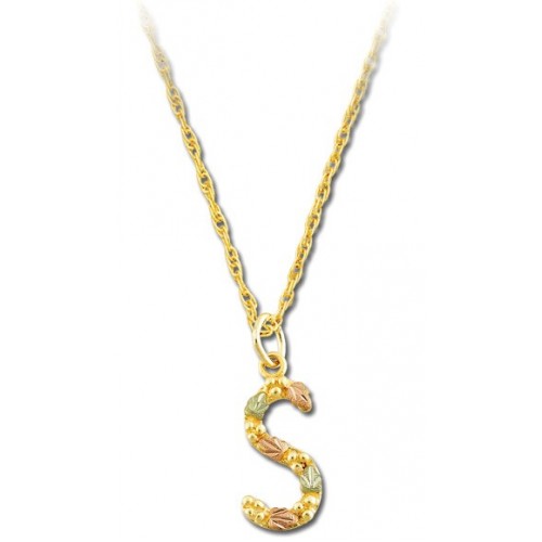 Black Hills Gold S Initial Alphabet Pendant Necklace