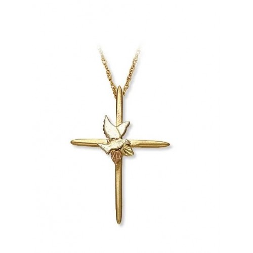 Black Hill Gold Cross Necklace with Dove 