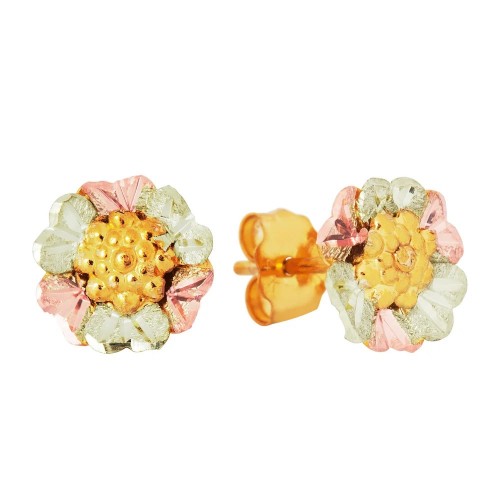 Black Hills Gold Flower Stud Earrings