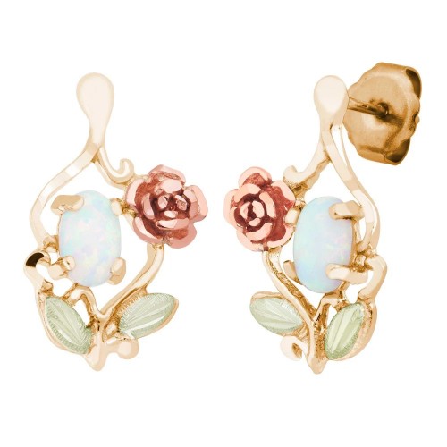 Opal and Rose 10k Black Hills  Gold Earrings