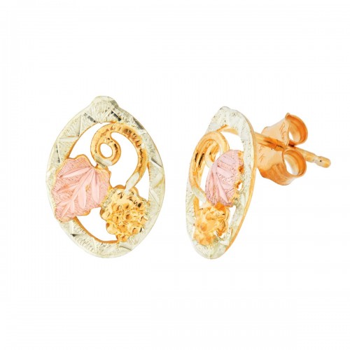 10k Tri Color Black Hills Gold Stud Earrings