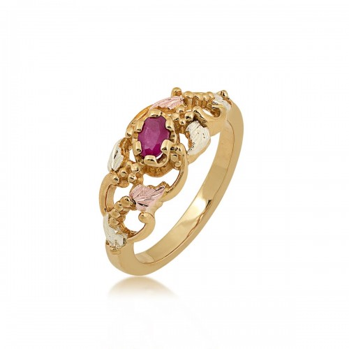 3.5 MM Oval Ruby Black Hills Gold Ring