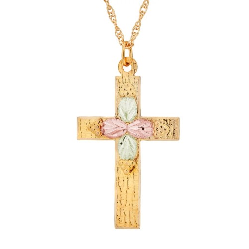 Etched Black Hills 10k Gold Cross Necklace