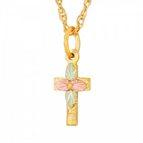 10K Black Hills Gold Cross Pendant with 13 Inch Chain