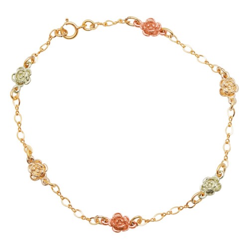 Black Hills Chain Bracelets in 10K Gold with 12k Leaves