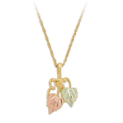Landstroms Twin Leaf Black Hills Gold 10k Gold Pendant Necklace
