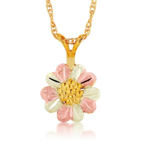 Black Hills Gold Flower 10k Pendant Necklace