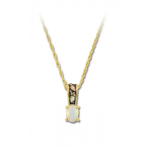 Black Hills Gold Created White Opal Pendant