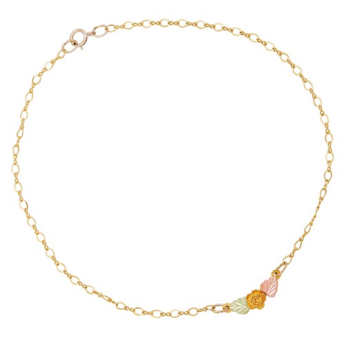 Rose Flower 10k Gold Anklet