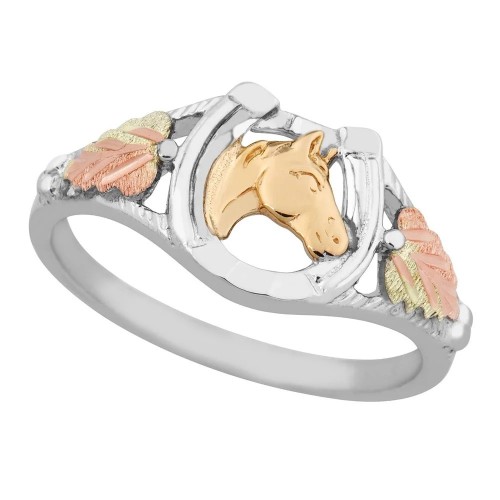 Horse Ring Black Hills Gold on Silver 