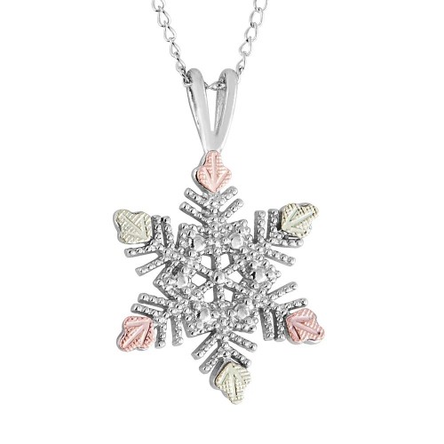 Snowflake Black Hills Gold on Silver Necklace