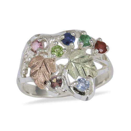 Sterling Silver Mothers Ring with 2.5MM Genuine Birthstones