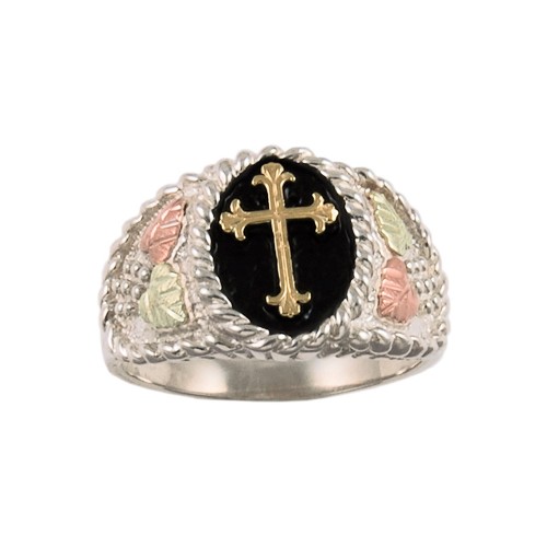 Black Hills Gold on Silver Antique Cross Ring