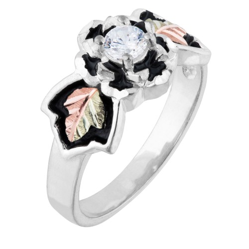 Antiqued Black Hills Silver Rose Ring