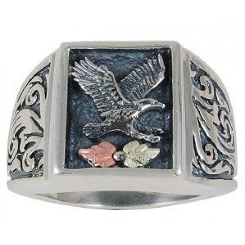 Black Hills Mens Eagle Ring in Sterling Silver