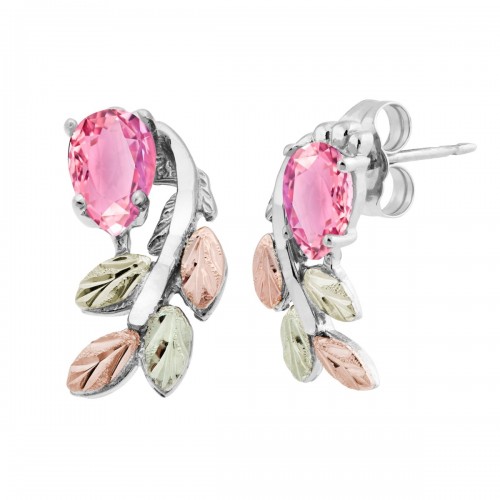 6 X 4 MM Pink CZ  Black Hills Silver Earrings
