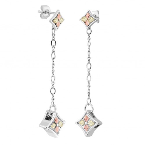 Black Hills Silver Double Diamond Drop Earrings