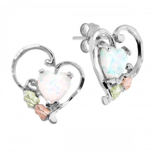 Landstroms Silver Opal Heart Earrings