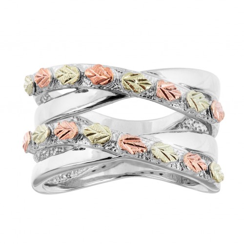 Black Hills Gold on Silver Wrap Around Leaves Band for Women