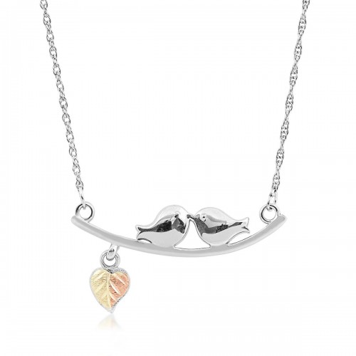 Kissing Birds on Black Hills Silver Necklace 
