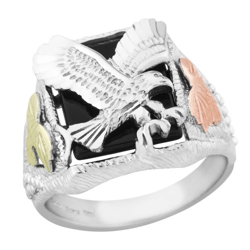 Mt. Rushmore Mens Black Hills Silver Flying Eagle Ring