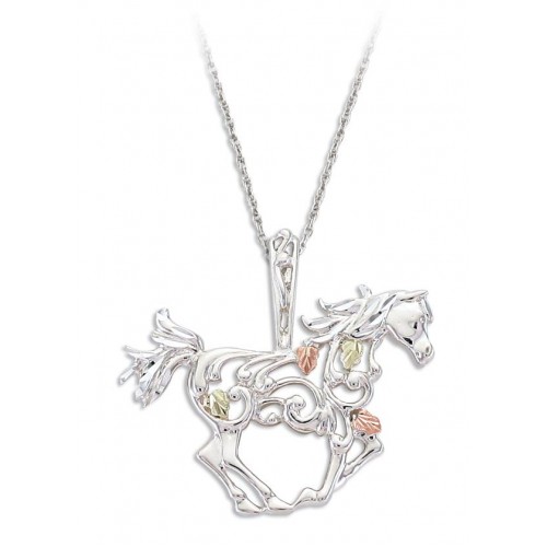 Black Hills Gold Horse Pendant in Sterling Silver