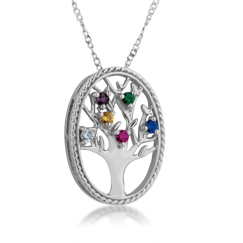 Family Tree Mothers Pendant Necklace in Sterling S...