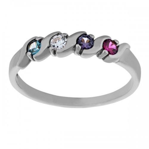 10k White Gold Mothers Ring S Shaped Bezel Design ...