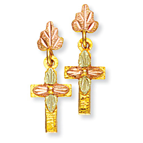 Black Hills Cross Earrings with four Leaves
