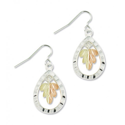 Black Hills Silver Teardrop Earrings with a 12k Go...